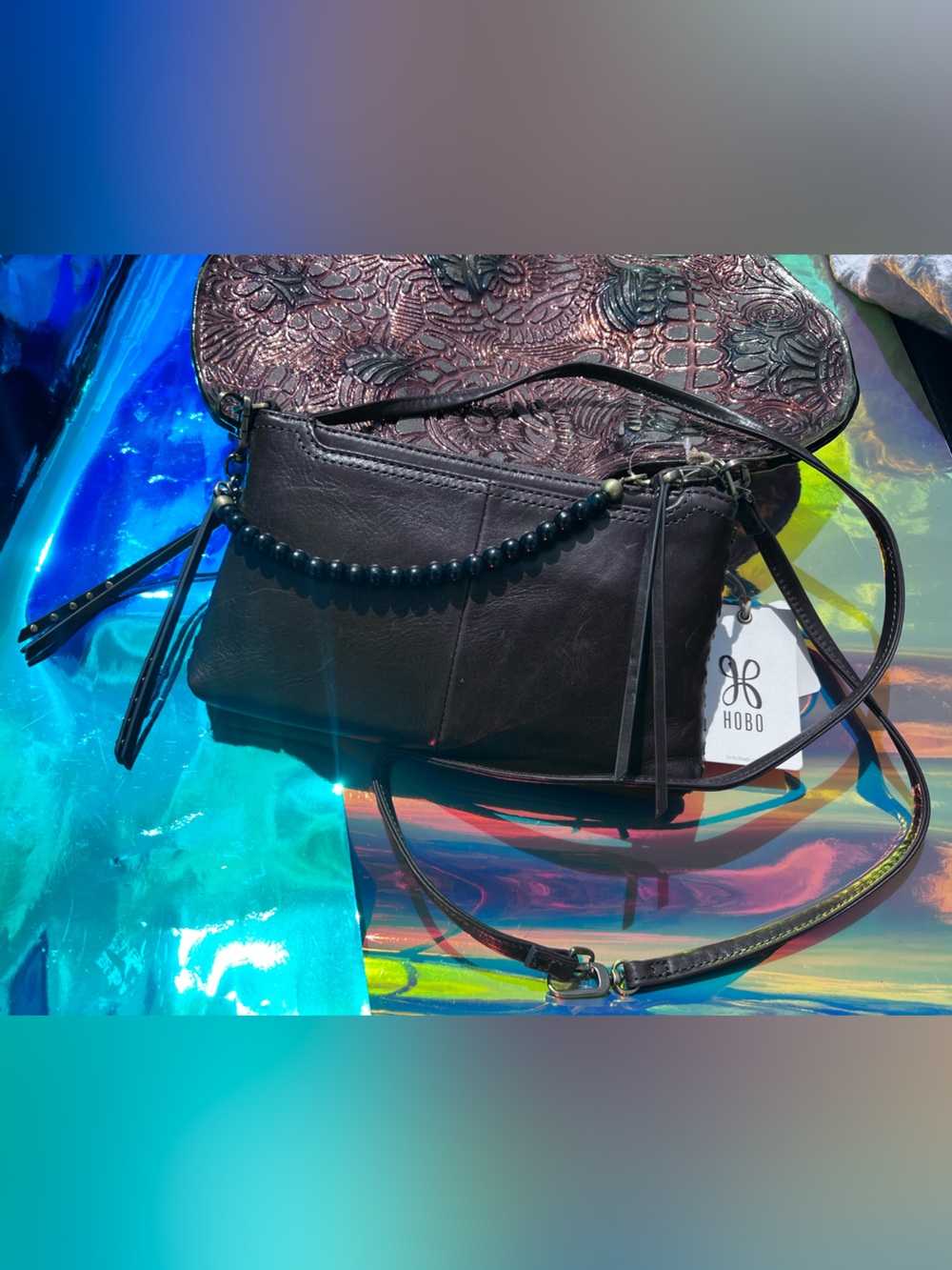 HOBO Darcy Flintrock Leather Crossbody with Beaded Strap